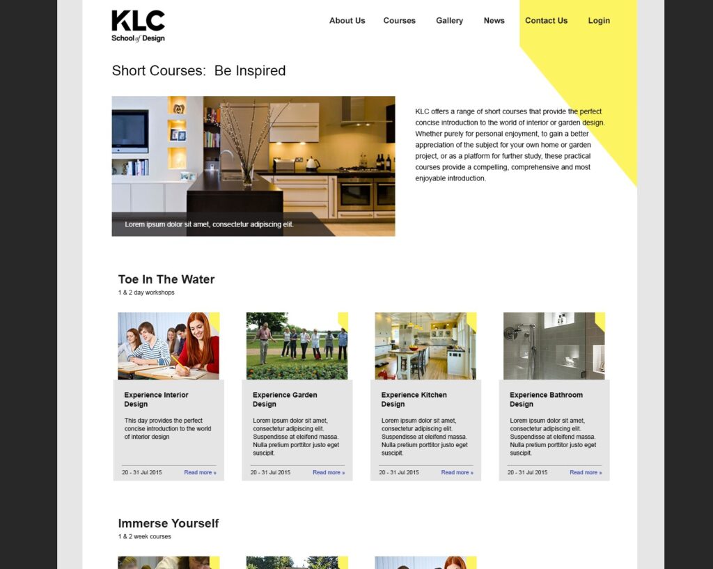E-commerce Website Design – Education Short Course homepage