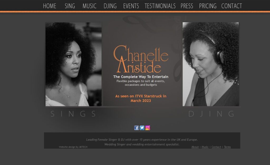 Website design – Singer/Dj
