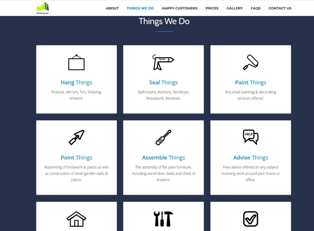 Website design – handyman services – graphic design