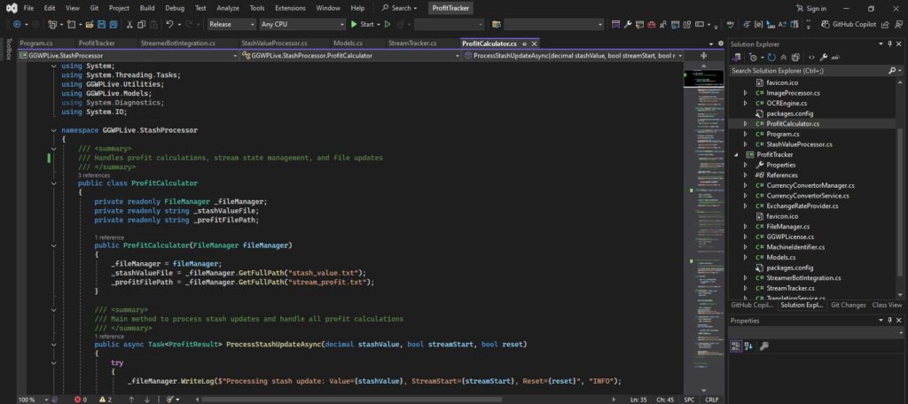 ProfitTracker C# Project code example